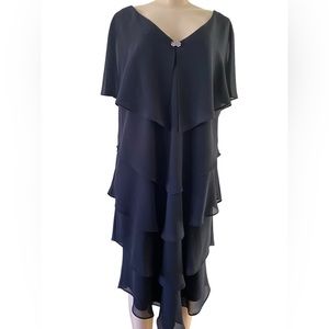 Patra Woman Black Tiered Evening Dress Size 16